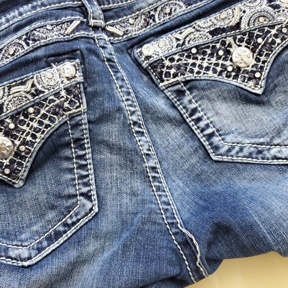 Miss Me Mid-Rise Easy Boot Y2K Bootcut Embellished Denim Jeans Size 30 - Picture 6 of 14